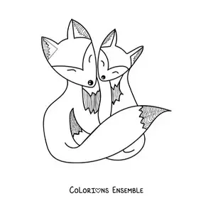 Coloriage d'un couple de renards de dessin animé