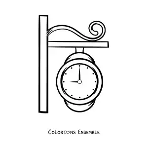 Coloriage d'une horloge de gare indiquant l'heure
