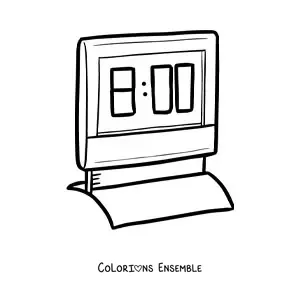 Coloriage d'une horloge numérique indiquant l'heure