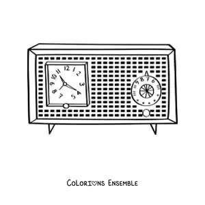 Image à colorier d’un vieux radio-réveil