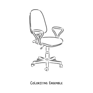 Image à colorier d’une chaise de bureau à roulettes