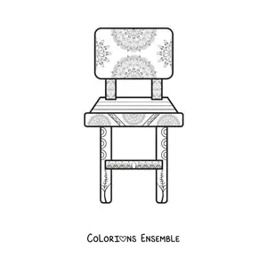 Image à colorier d’une jolie chaise avec un motif mandala