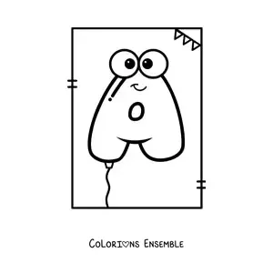 Image à colorier d’un ballon en forme de lettre A