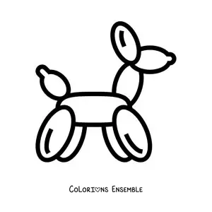 Image à colorier d’un ballon en forme de chien