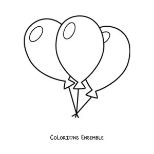 Image à colorier de trois grands ballons