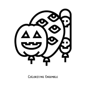 Image à colorier de trois ballons d’Halloween