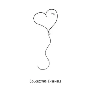 Image à colorier d’un ballon en forme de cœur