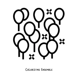 Image à colorier de plusieurs ballons de fête