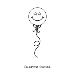 Image à colorier d’un ballon avec un visage souriant