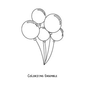 Image à colorier de cinq ballons