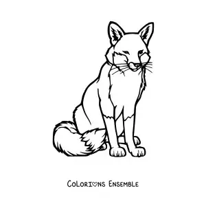 Coloriage d'un renard sauvage assis