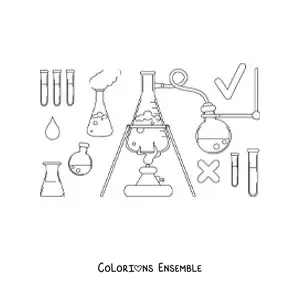 Image à colorier d’une distillation chimique