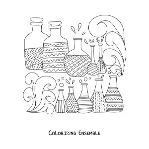 Image à colorier de plusieurs substances chimiques