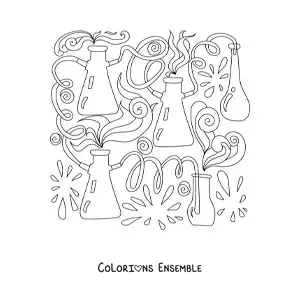 Image à colorier de plusieurs mélanges chimiques