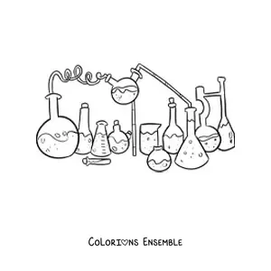 Image à colorier d’instruments de chimie