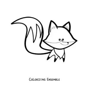 Coloriage d'un renard kawaii à la longue queue