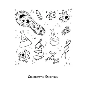 Image à colorier d'une icône de biologie cellulaire