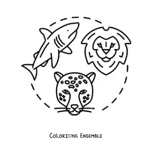 Image à colorier d'animaux prédateurs