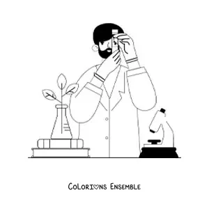 Image à colorier d'un scientifique dans un laboratoire de biologie