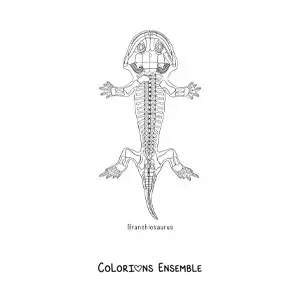Image à colorier d'un fossile d'amphibien branchiosaure