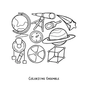 Image à colorier d'éléments de physique