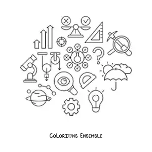 Image à colorier d'éléments d'étude de la physique classique