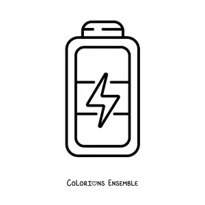 Image à colorier d'une batterie entièrement chargée
