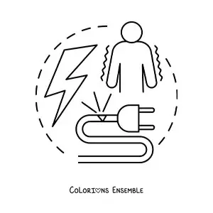 Image à colorier d'éléments liés au courant électrique alternatif