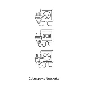 Image à colorier de différents types de prises électriques