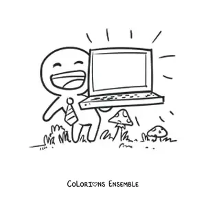 Image à colorier d'un homme avec un ordinateur portable