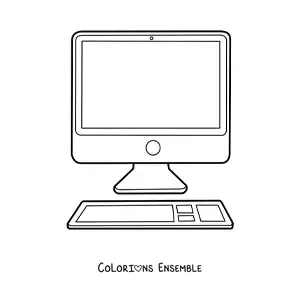 Image à colorier d'un ordinateur moderne