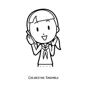 Image à colorier d'une fille kawaii qui passe un appel téléphonique