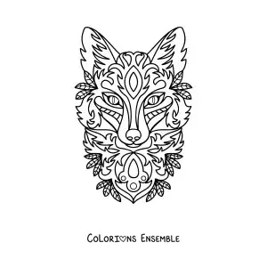 Coloriage d'un mandala en forme de renard