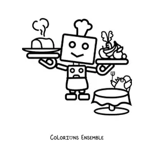 Image à colorier d'un robot cuisinier
