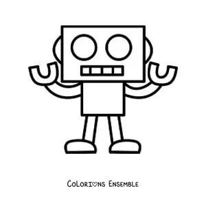 Image à colorier d'un robot dessiné avec des formes géométriques