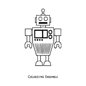 Image à colorier d'un robot dessiné avec des figures géométriques