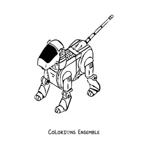 Image à colorier d'un chien robot