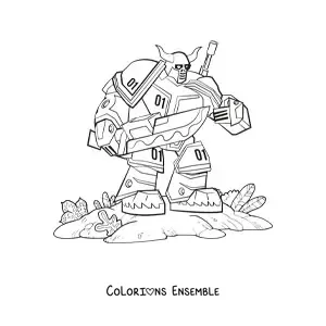 Image à colorier d'un robot de combat géant
