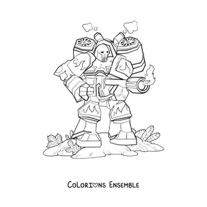 Image à colorier d'un robot de combat qui tire