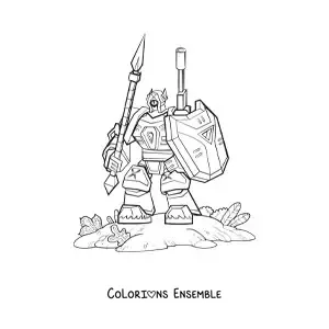 Image à colorier d'un grand robot militaire