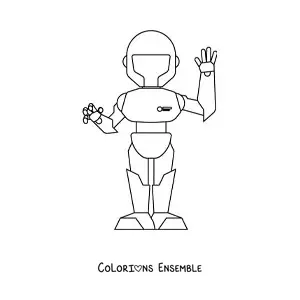 Image à colorier d'un robot humanoïde
