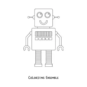 Image à colorier d'un robot pour enfants tout souriant
