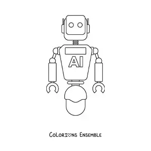 Image à colorier d'un robot doté d'intelligence artificielle