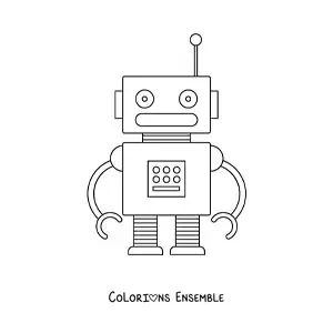 Image à colorier d'un petit robot pour enfants