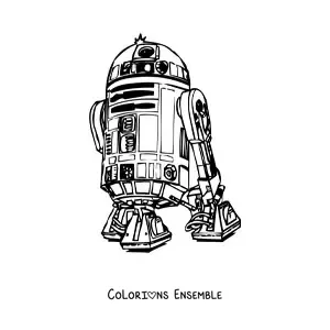 Image à colorier de R2D2, le robot de l'espace