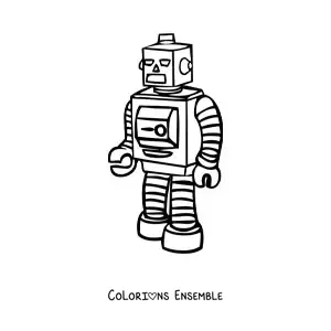 Image à colorier d'un robot des années 80