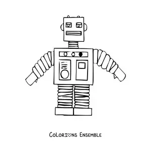 Image à colorier d'un robot rétro