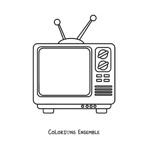 Image à colorier d'un vieux téléviseur