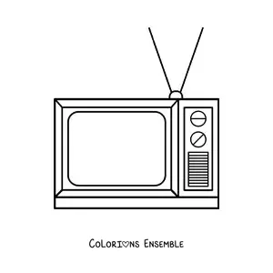 Image à colorier d'un téléviseur usé