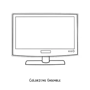 Image à colorier d'un téléviseur moderne à écran plat